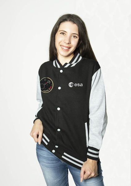 Cosmic Kiss Patch Varsity Jacket for Adults