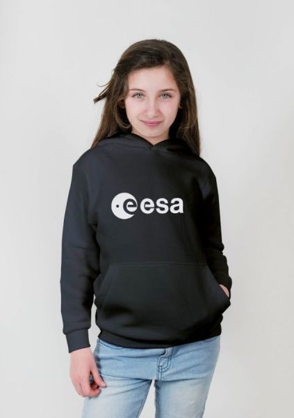 White ESA Logo in Rubber Relief Hoodie for Children