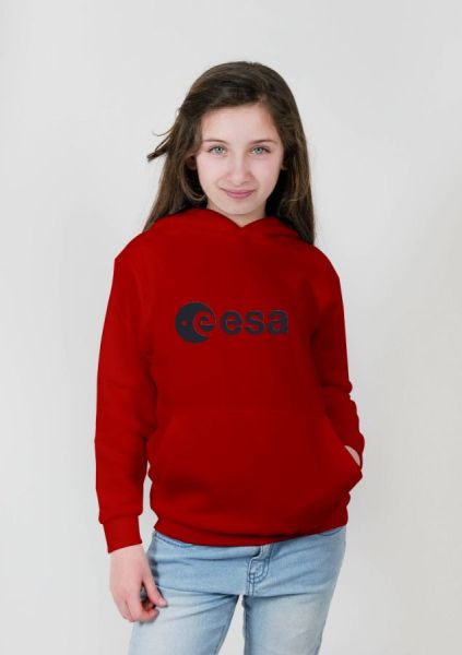 Black ESA Logo in Rubber Relief Hoodie for Children
