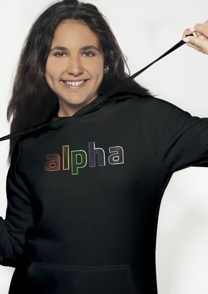 Embroidered Alpha Neon in Rubber Relief Hoodie for Women