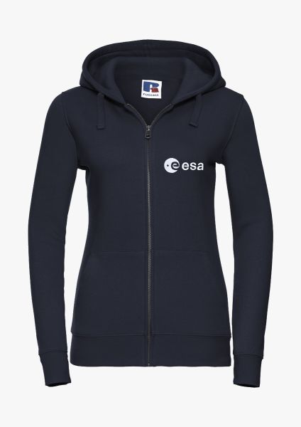 Women's zip-up hoodie with embroidered ESA logo