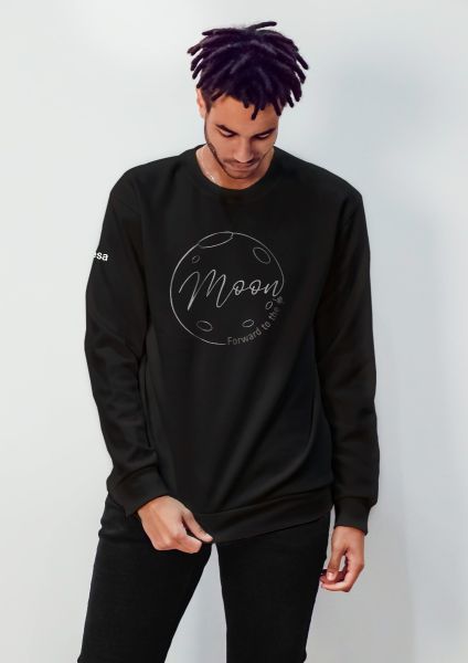 Embroidered Forward to the Moon Calligraphic Sweatshirt for Adults